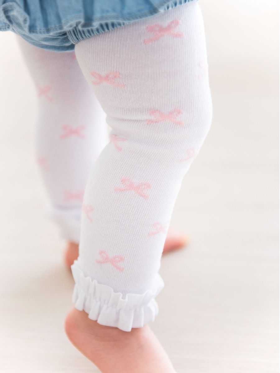 Pink Bows Ruffle Tights