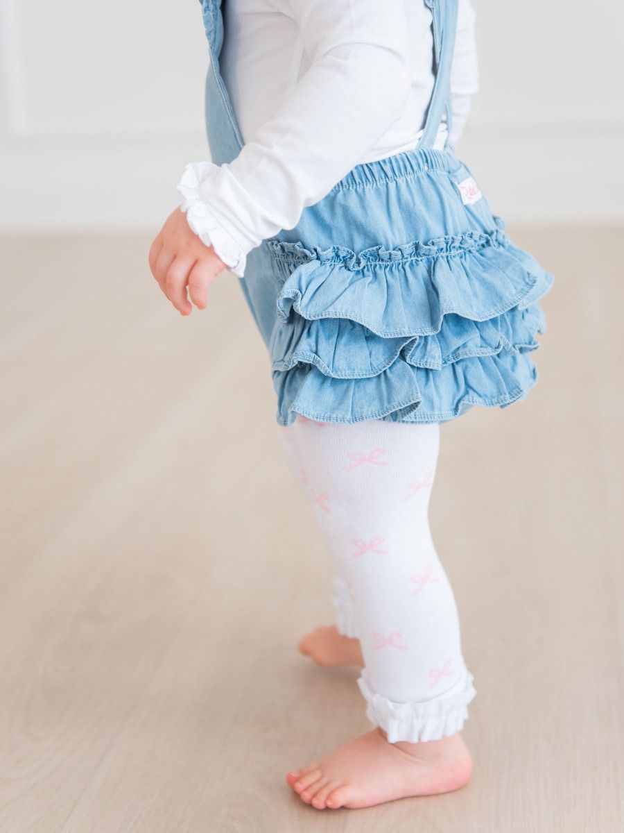 Pink Bows Ruffle Tights