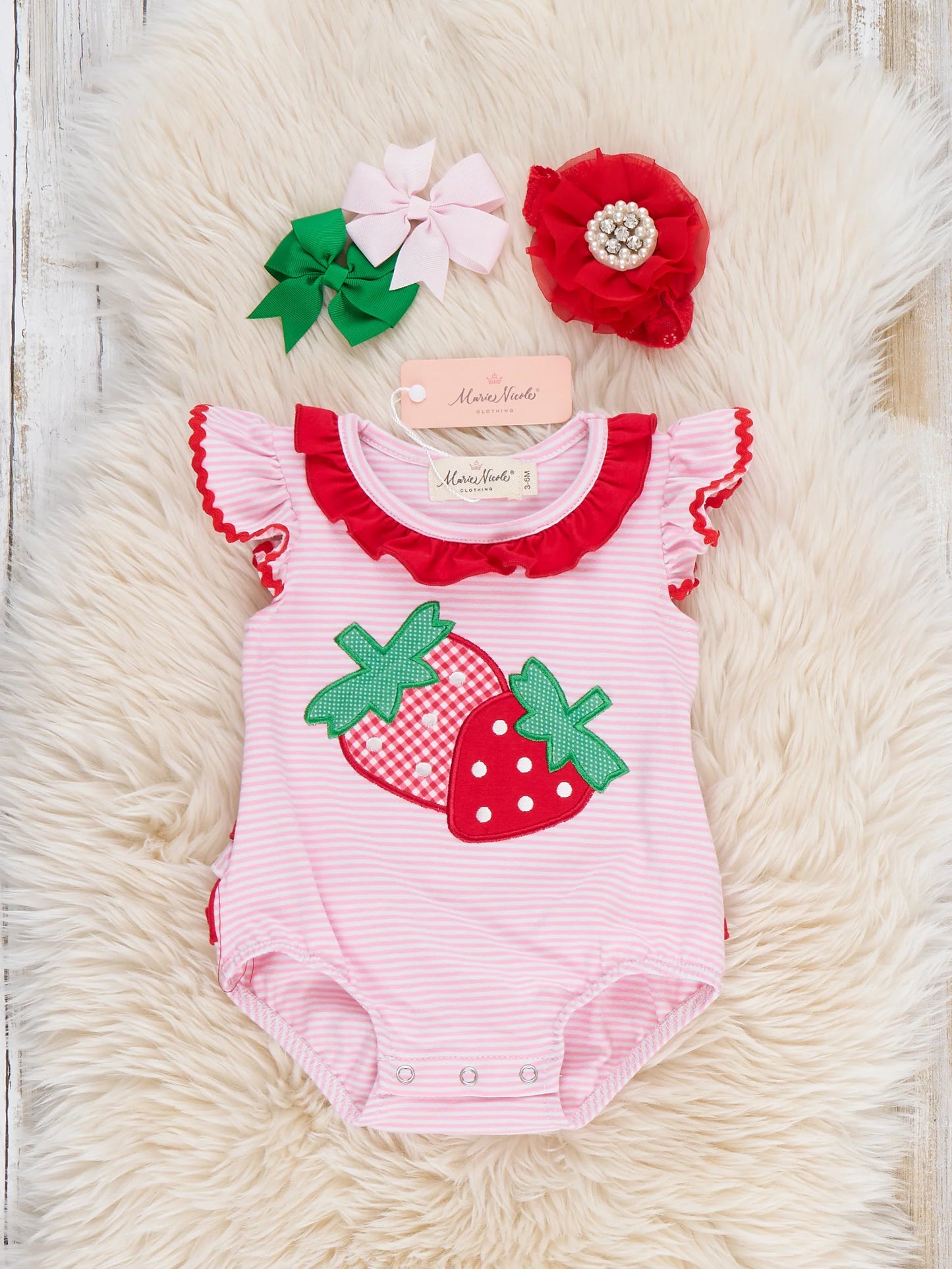 Striped Strawberry Ruffle Bubble
