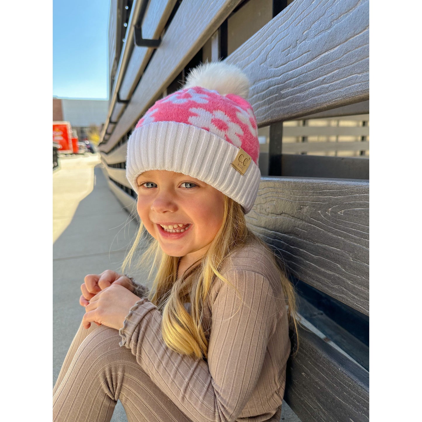 Kids Daisy Pom Beanie