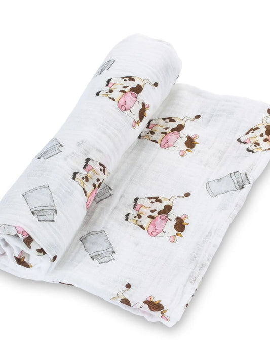 The Cow Goes MOO Baby Swaddle Blanket