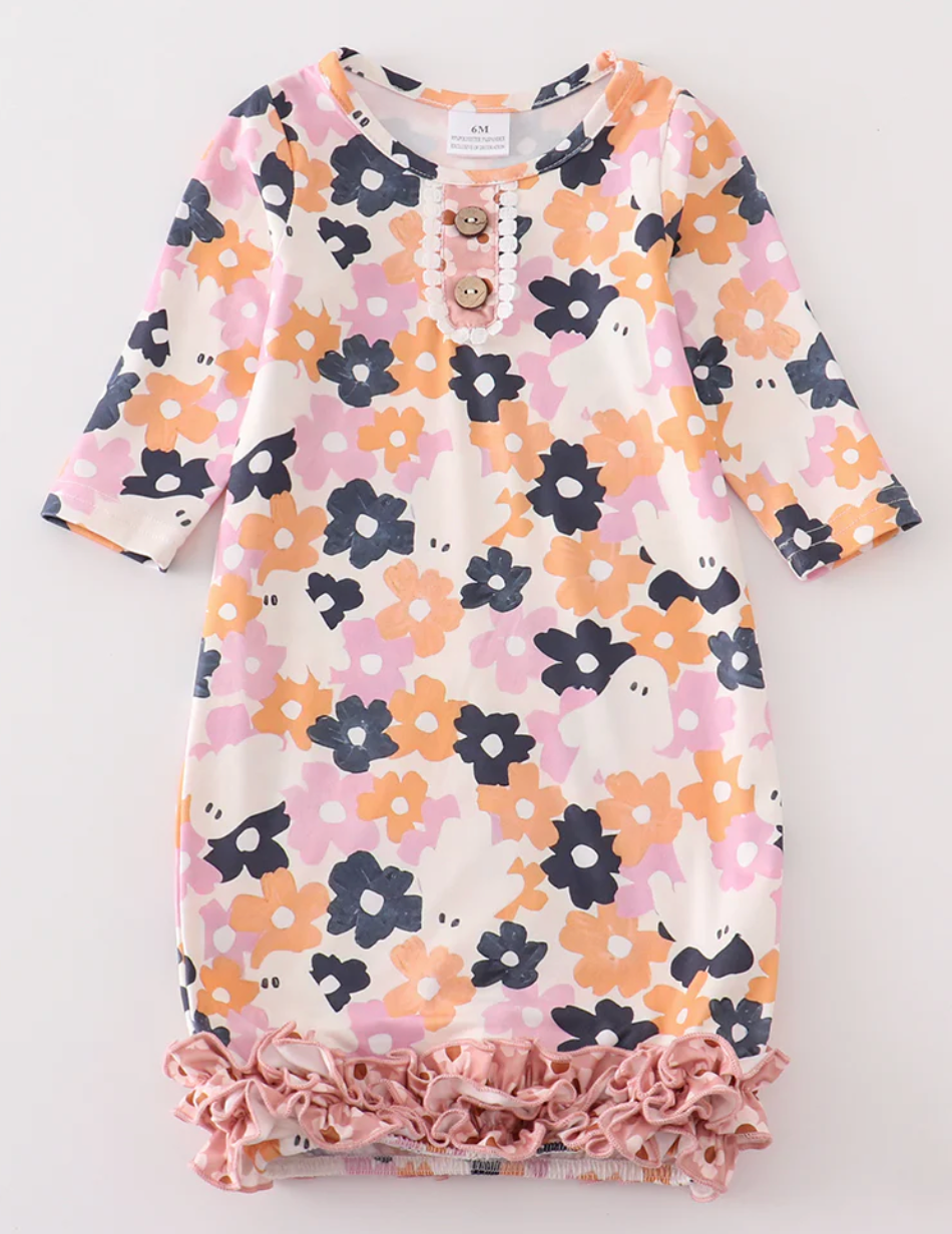 Pink Floral Baby Gown