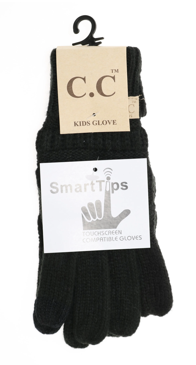 Kids Ribbed Knit Gloves