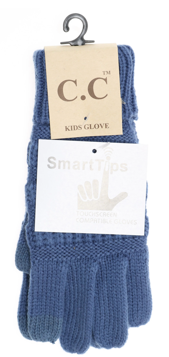 Kids Ribbed Knit Gloves
