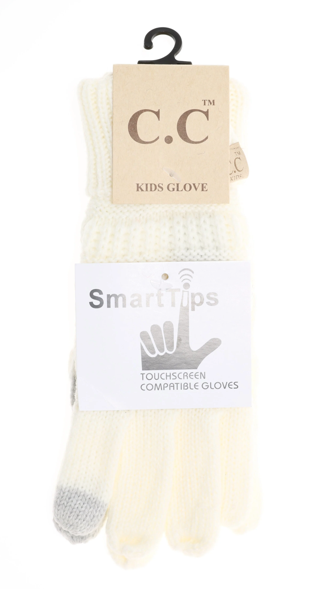 Kids Ribbed Knit Gloves