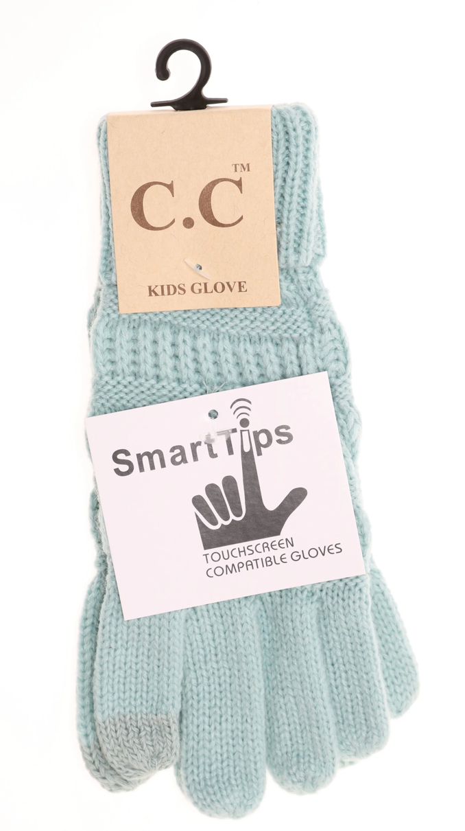 Kids Ribbed Knit Gloves
