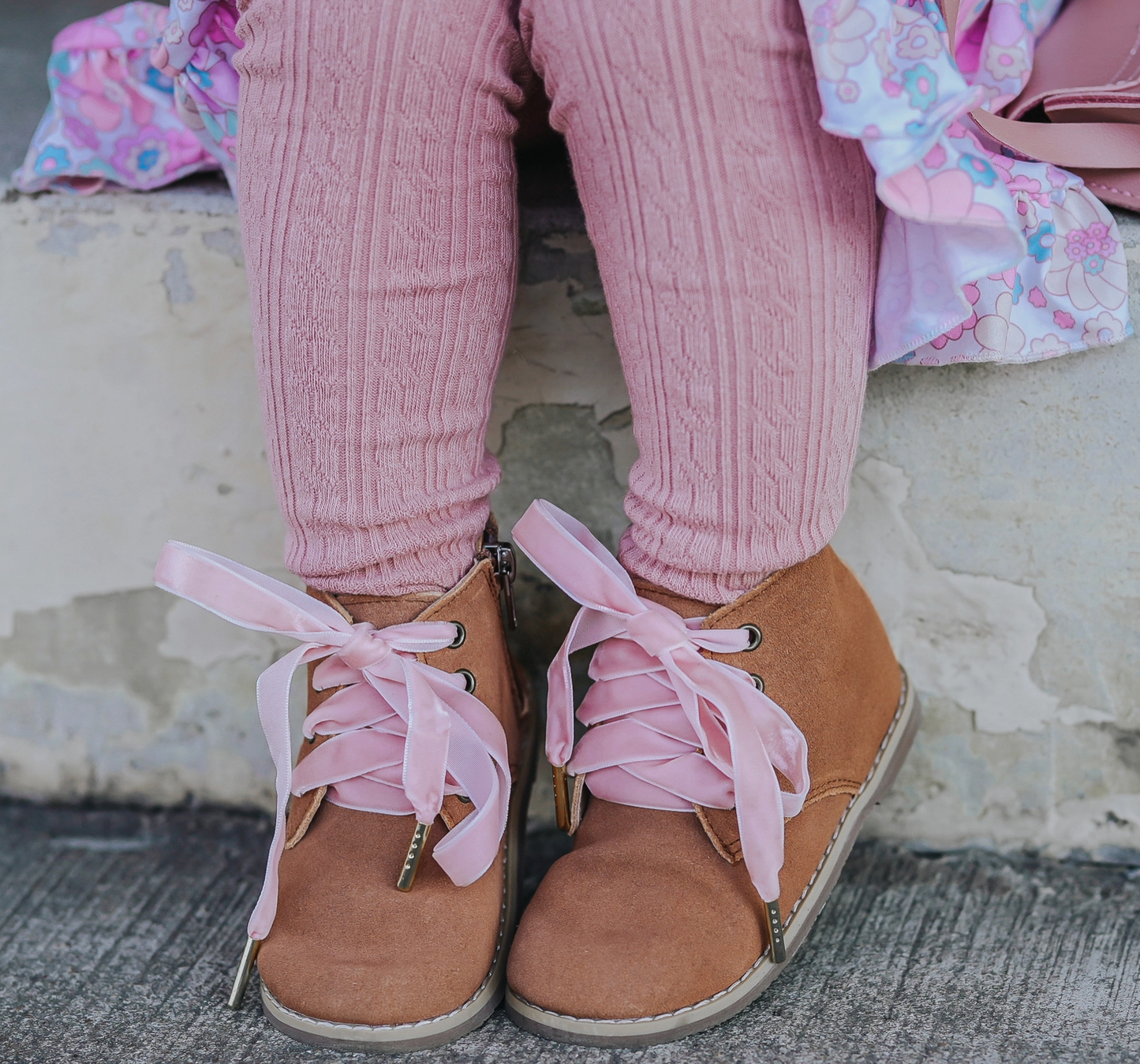 Blush Cable Knit Tights