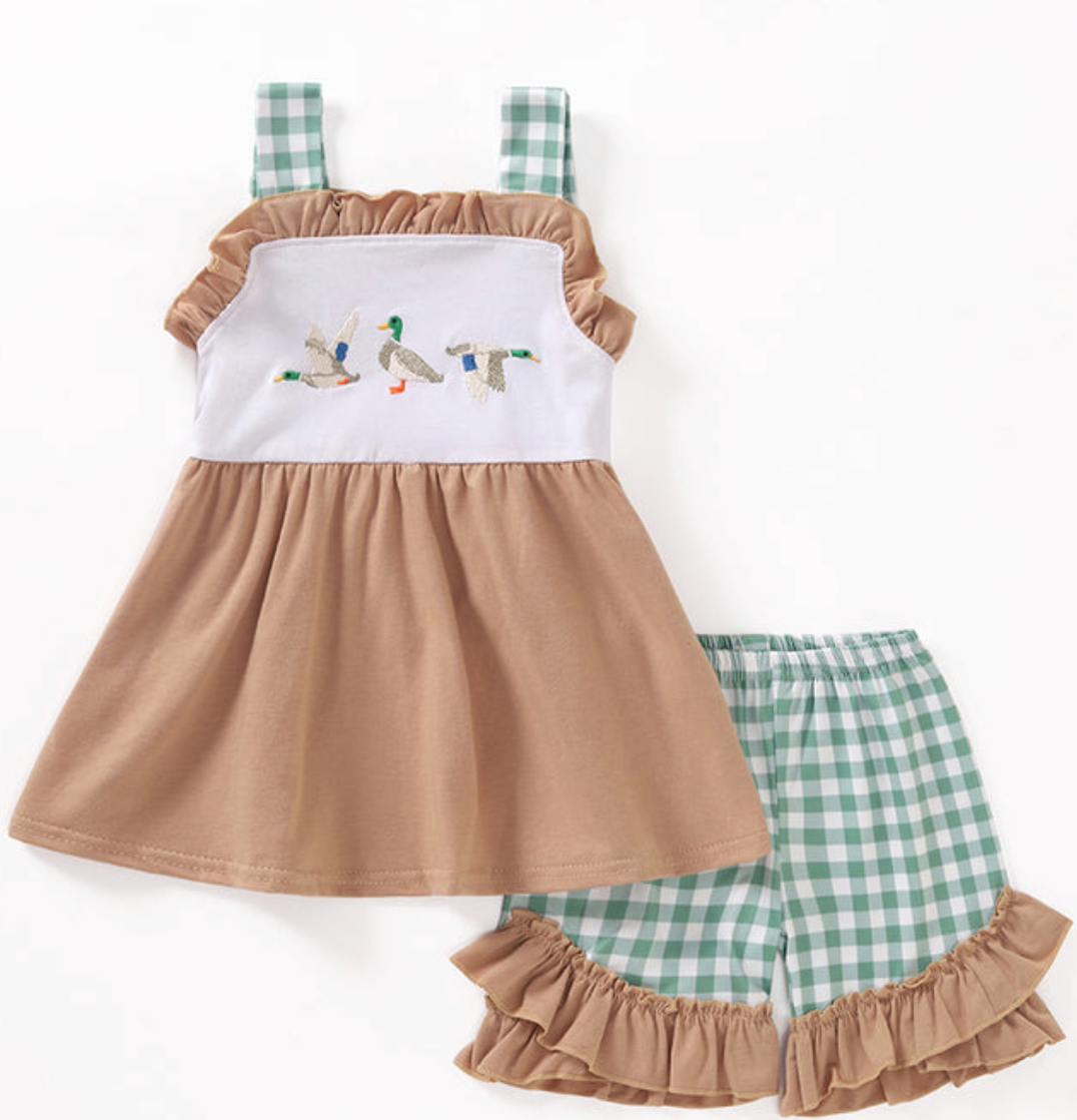 Girls Plaid Duck Set