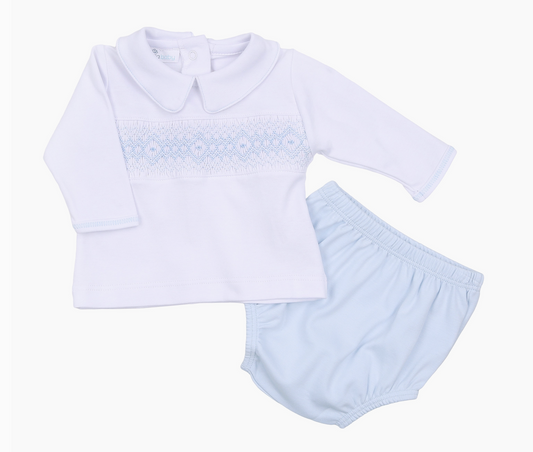 Archie Blue Smocked Set