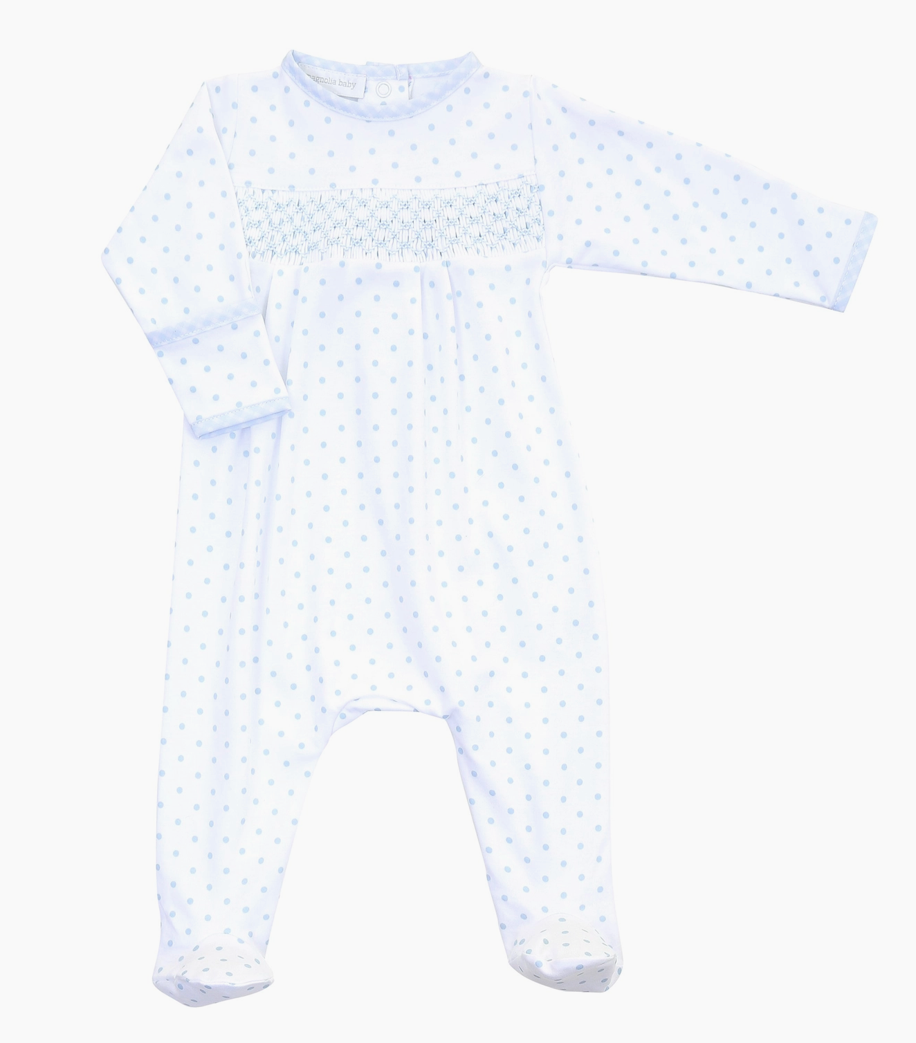 Blue Smocked Dots Footie