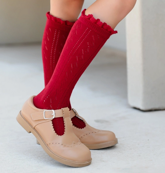 Cherry Fancy Lace Knee Socks