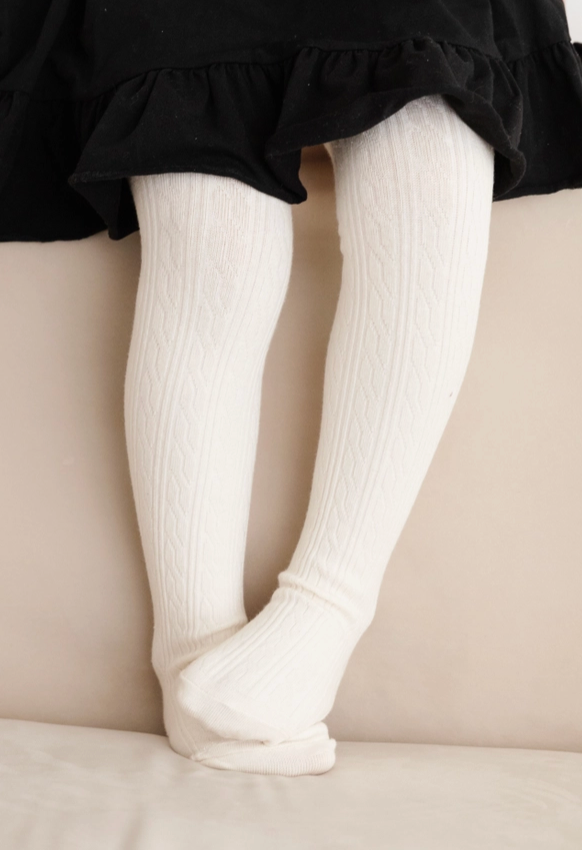 Ivory Cable Knit Tights