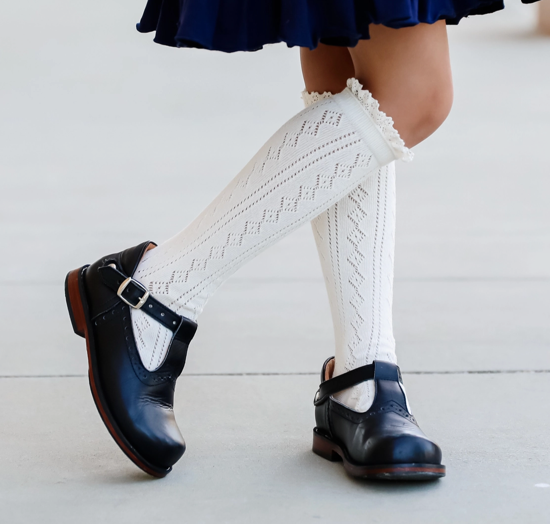 Ivory Fancy Lace Knee Socks