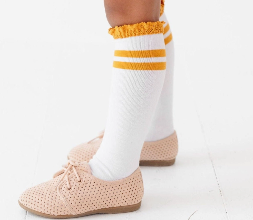 Marigold Striped Lace Knee Socks