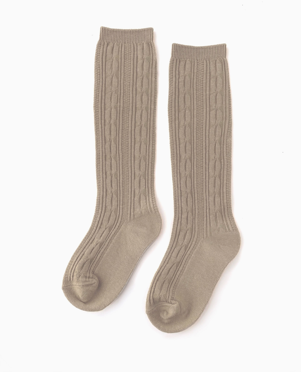 Oat Cable Knit Knee Socks