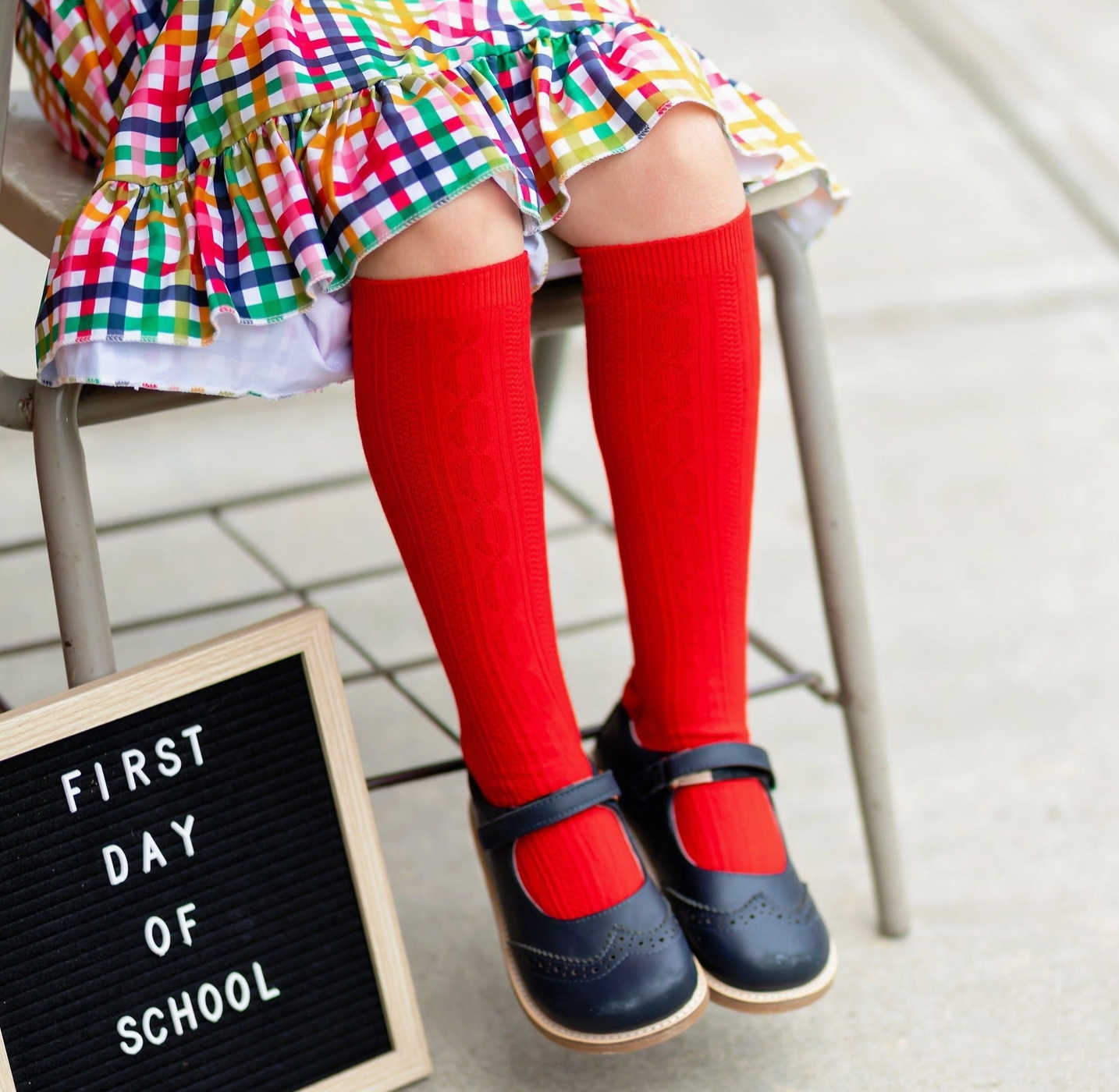 Apple Red Cable Knit Knee Socks