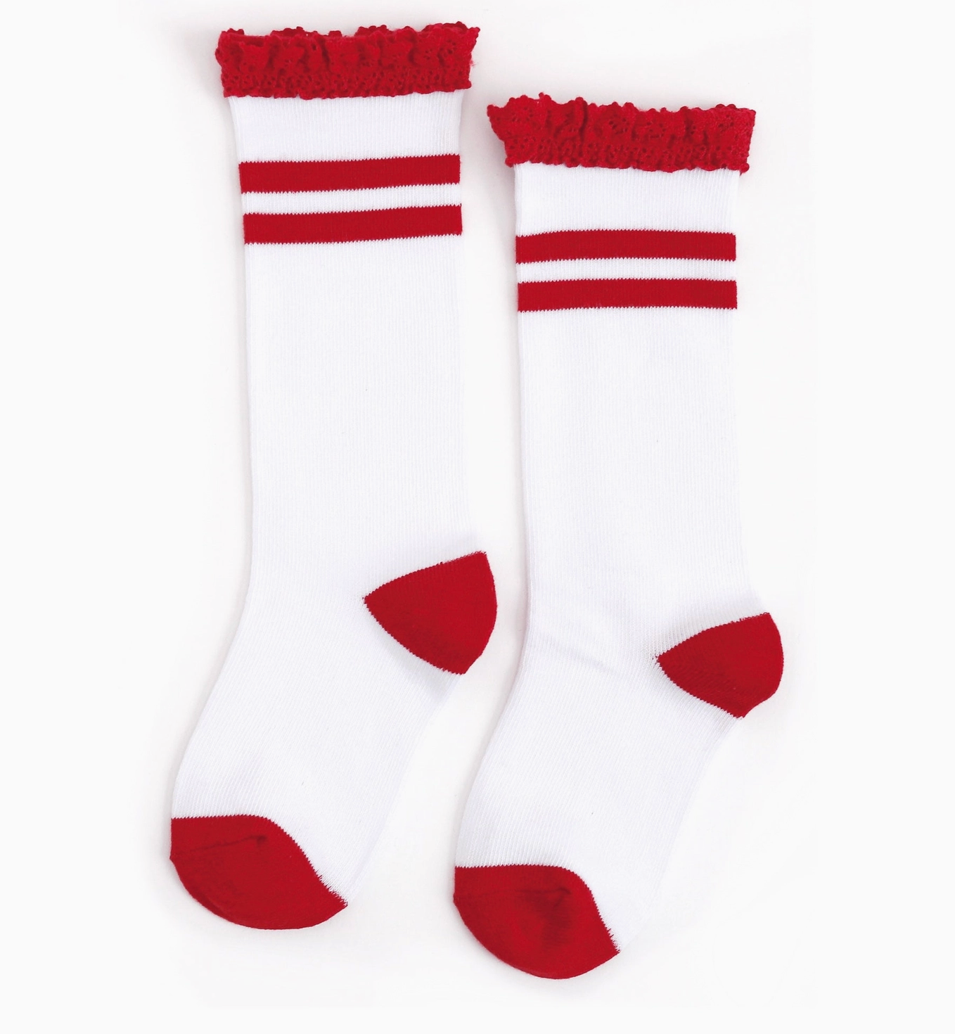 Apple Red Striped Lace Knee Socks