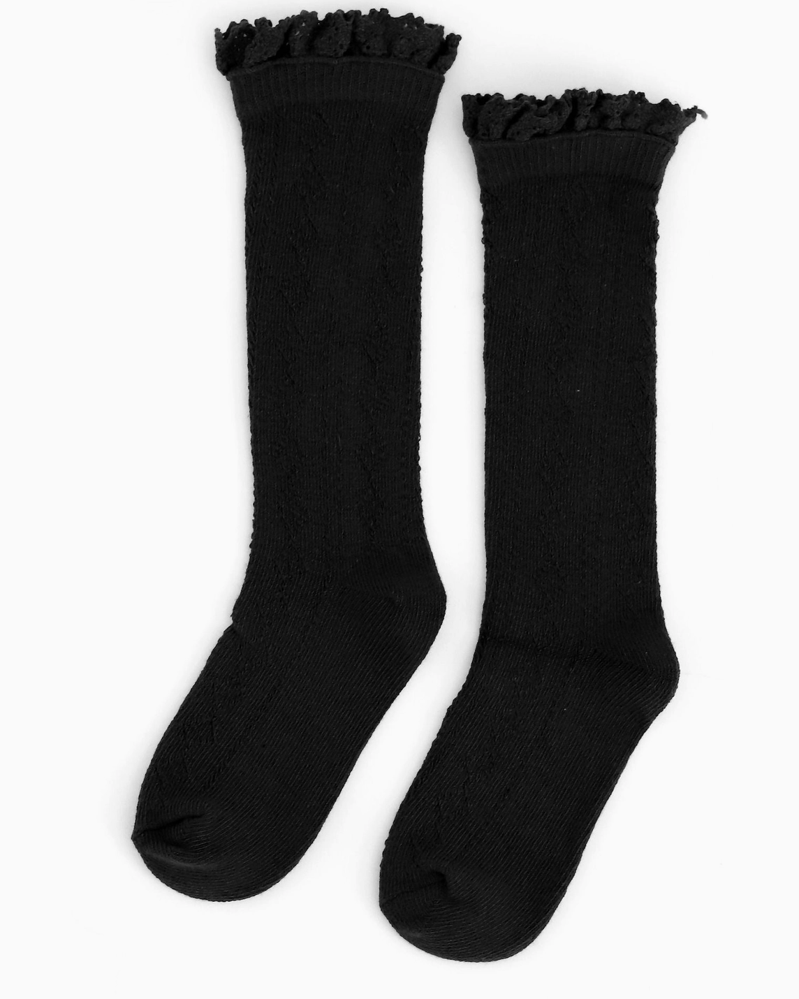 Black Fancy Lace Knee Socks