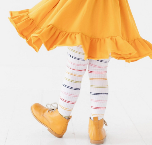 Ribbed Rainbow Stripe Knit Tights