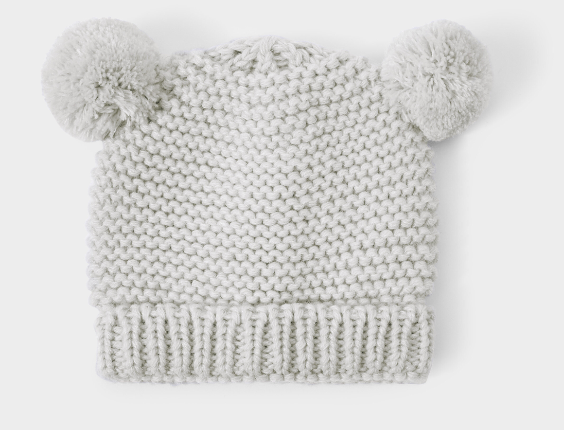 Grey Knitted Hat & Mittens Set