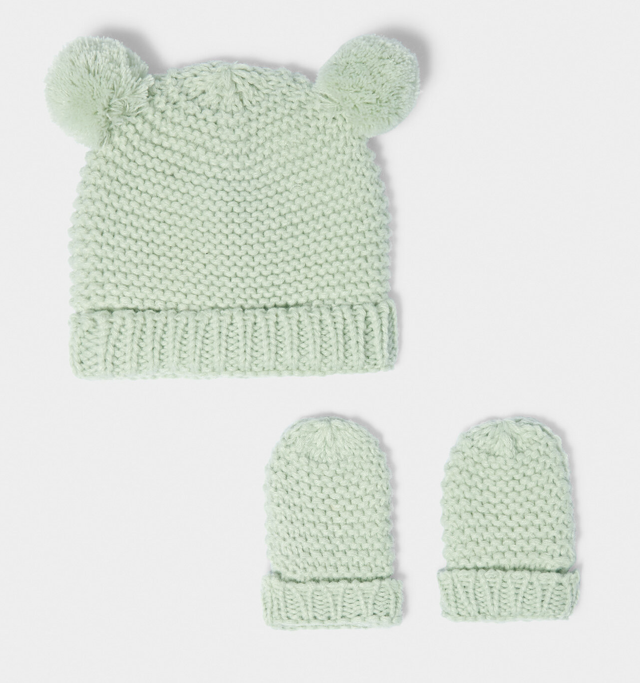 Sage Knitted Hat & Mittens Set