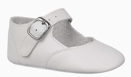 Darcy White Leather Crib Shoes