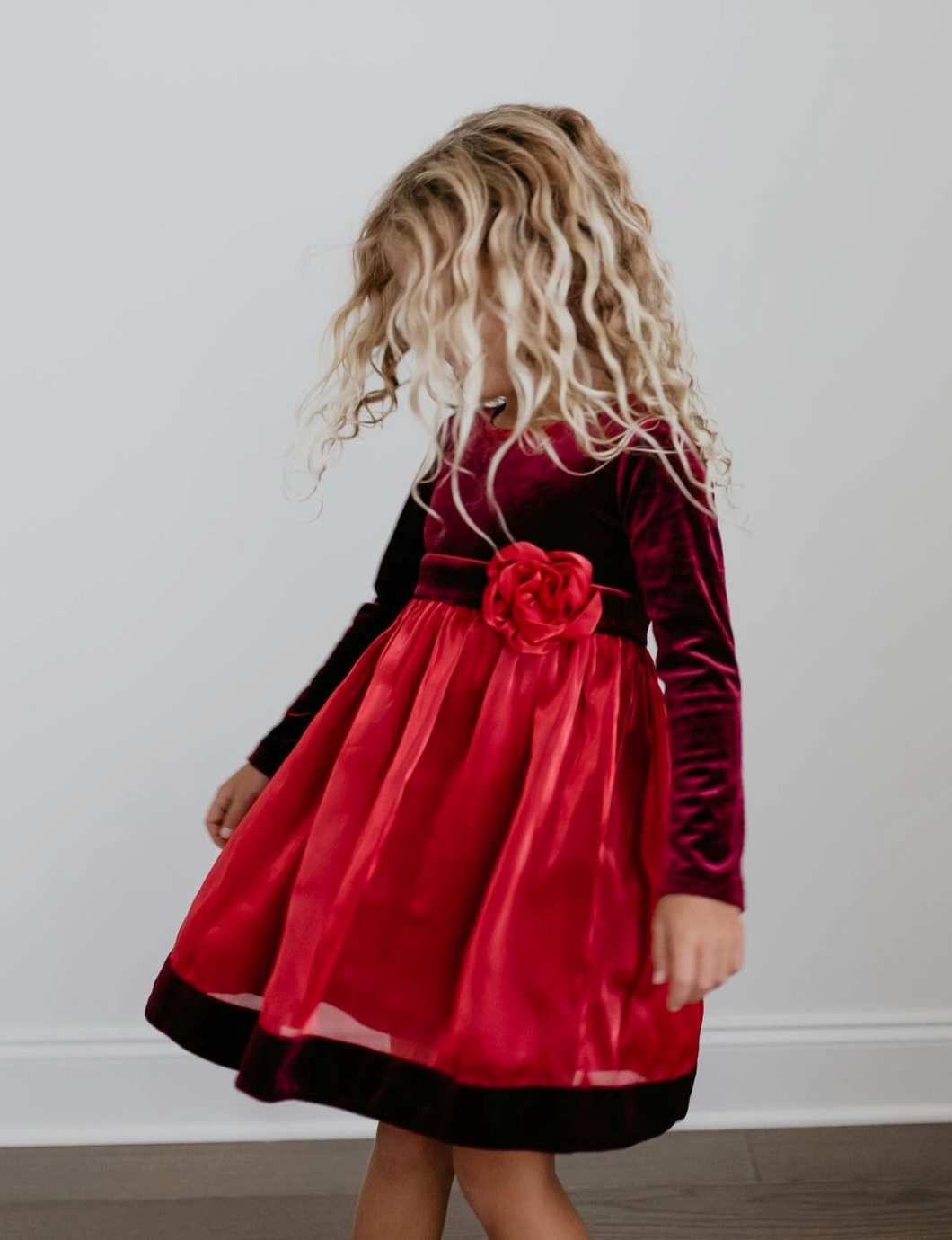 Red Velvet Rosette Fancy Dress