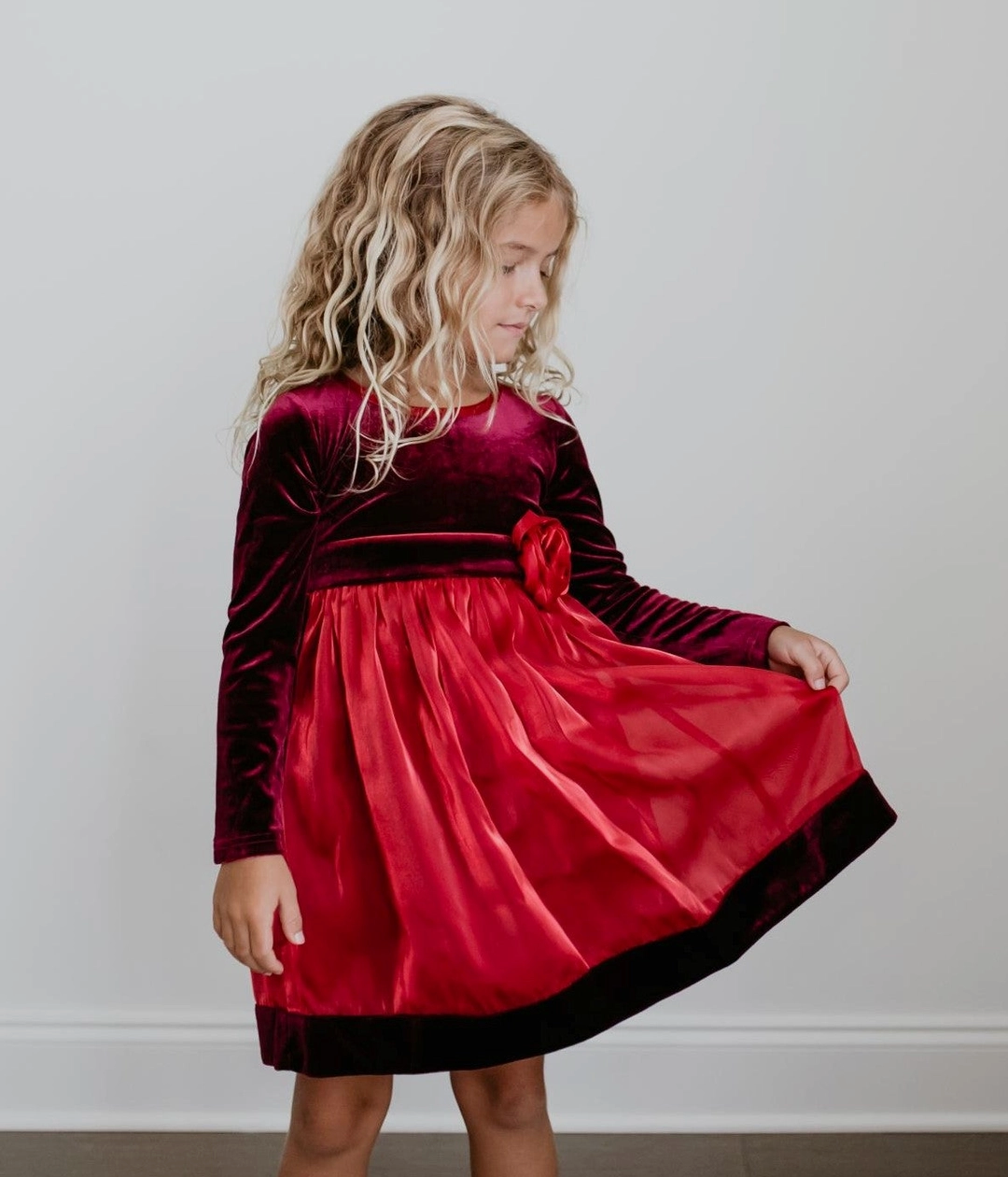 Red Velvet Rosette Fancy Dress