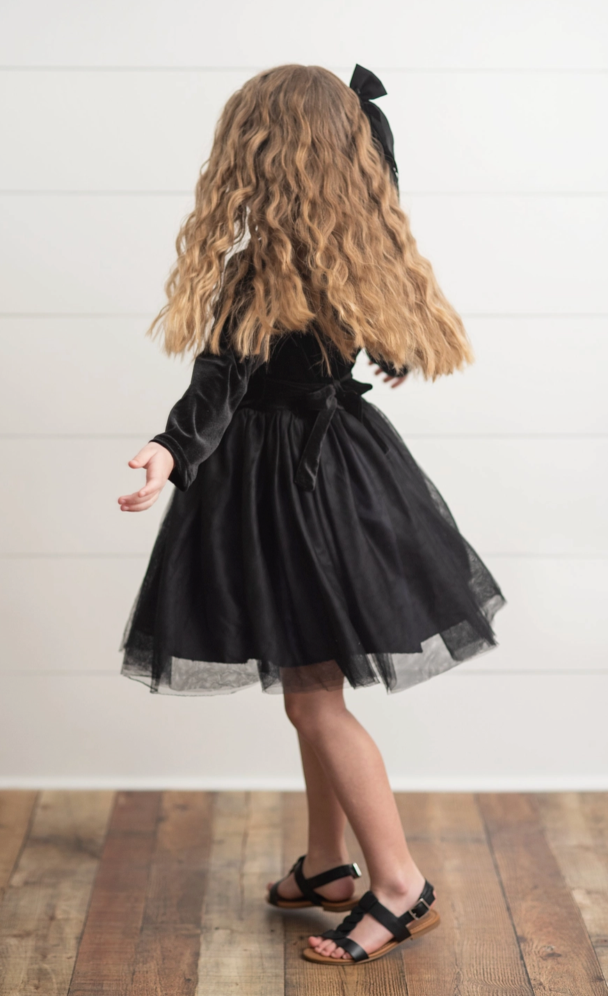 Classic Black Velvet Tulle Dress