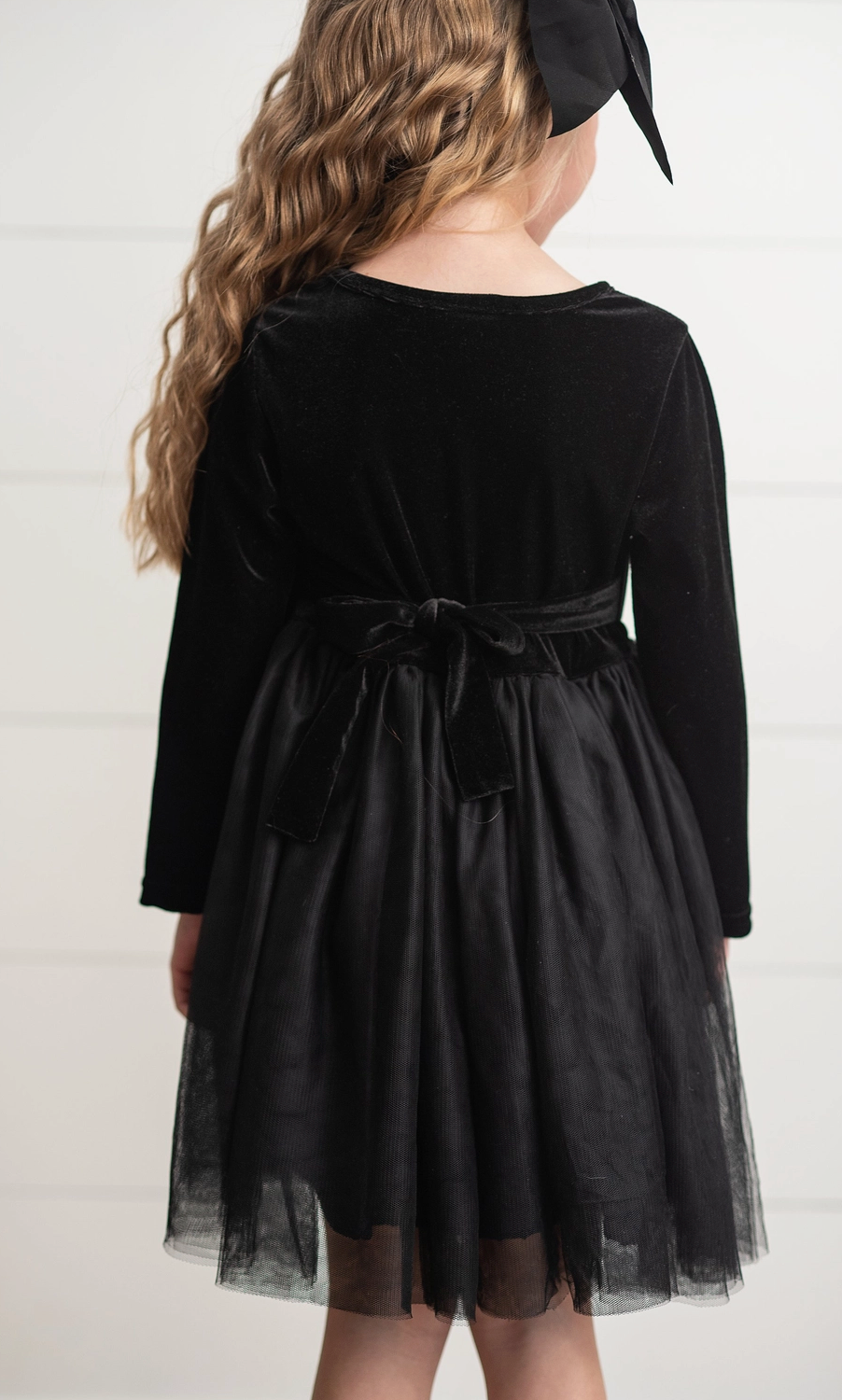 Classic Black Velvet Tulle Dress