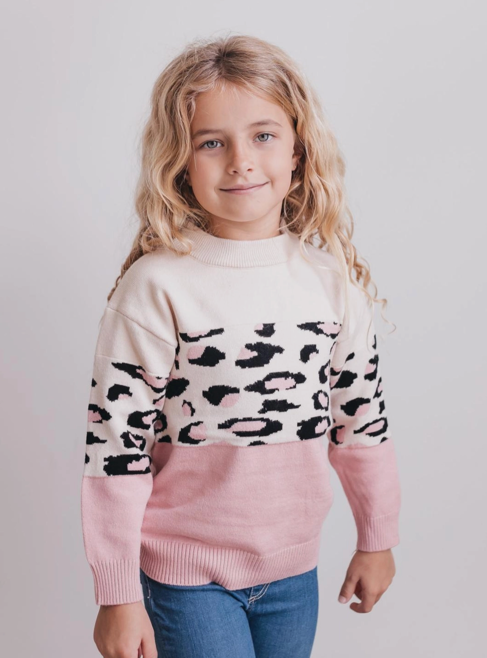 Pink Cream Leopard Sweater