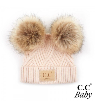 Baby Patch Double Fur Pom Beanie