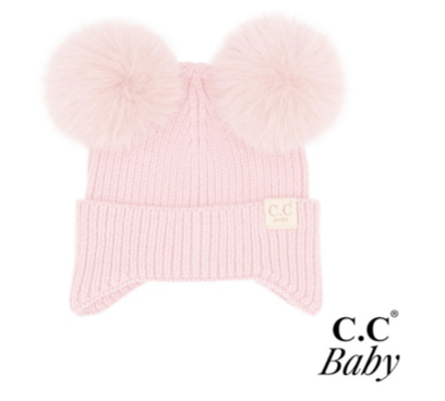 Baby EarFlap Double Pom Beanie