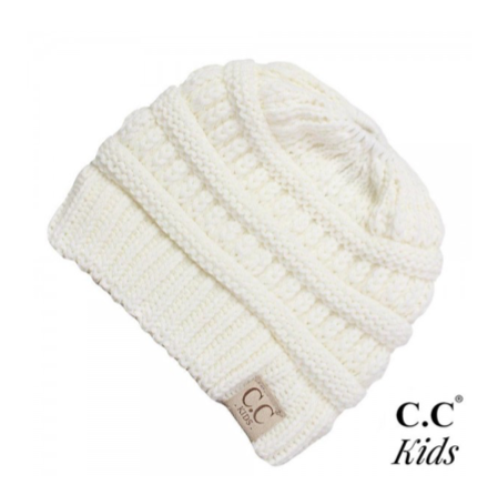 Kids Solid Ponytail Beanie