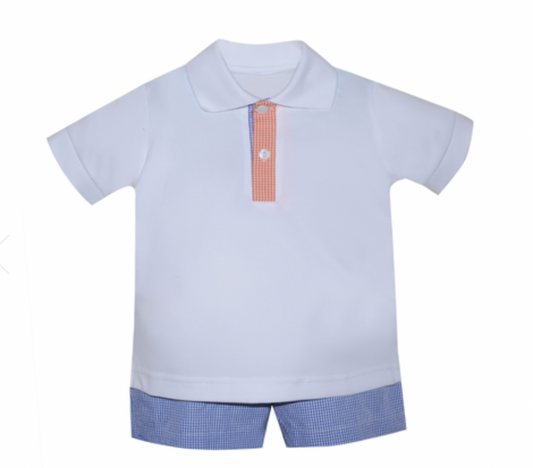 Blue Gingham Polo Set