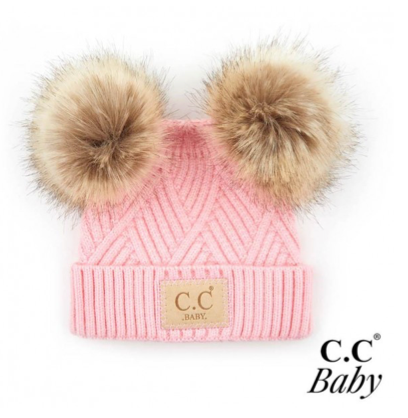 Baby Patch Double Fur Pom Beanie