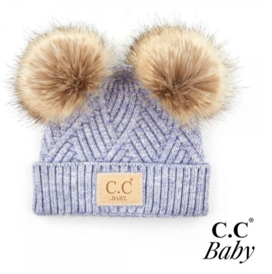 Baby Patch Double Fur Pom Beanie