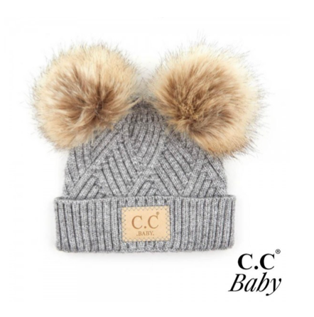 Baby Patch Double Fur Pom Beanie