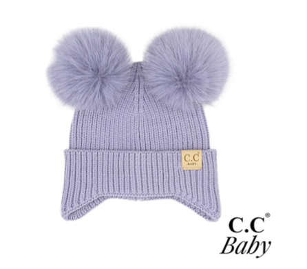 Baby EarFlap Double Pom Beanie