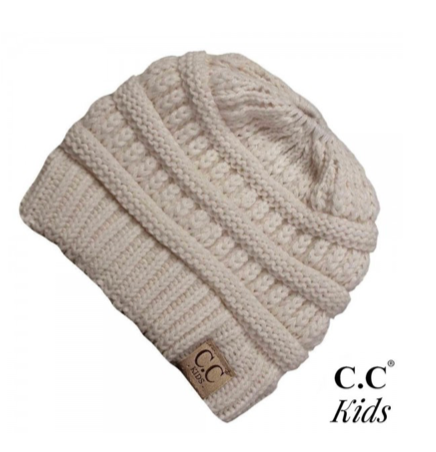 Kids Solid Ponytail Beanie