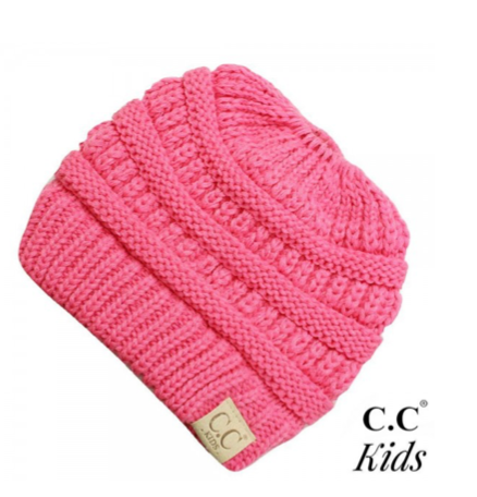 Kids Solid Ponytail Beanie