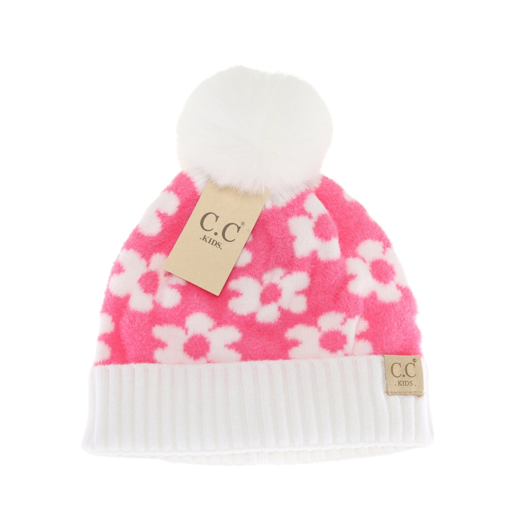 Kids Daisy Pom Beanie