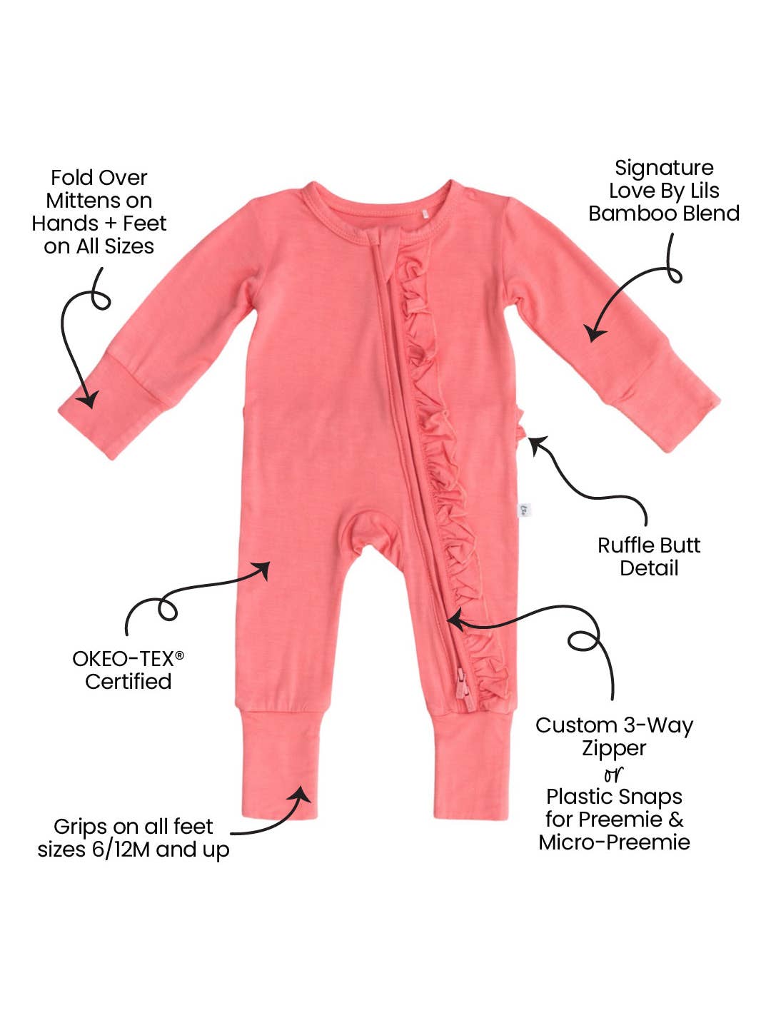 Blossom Bamboo Ruffle Footie