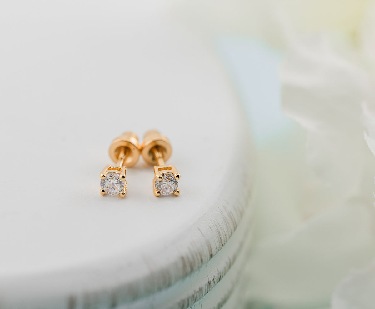14K Gold CZ Earrings