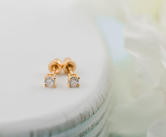 14K Gold CZ Earrings
