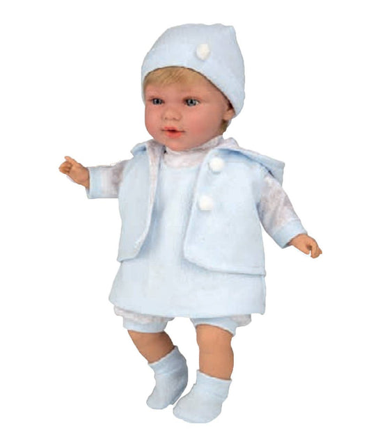 17" Baby Doll with Blue Dress-Blonde