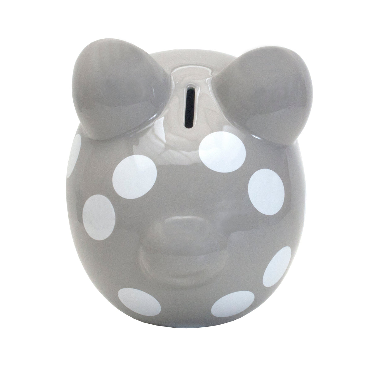 Grey Polka Dot Piggy Bank
