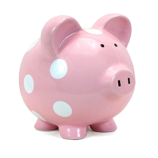 Pink & White Dot Piggy Bank