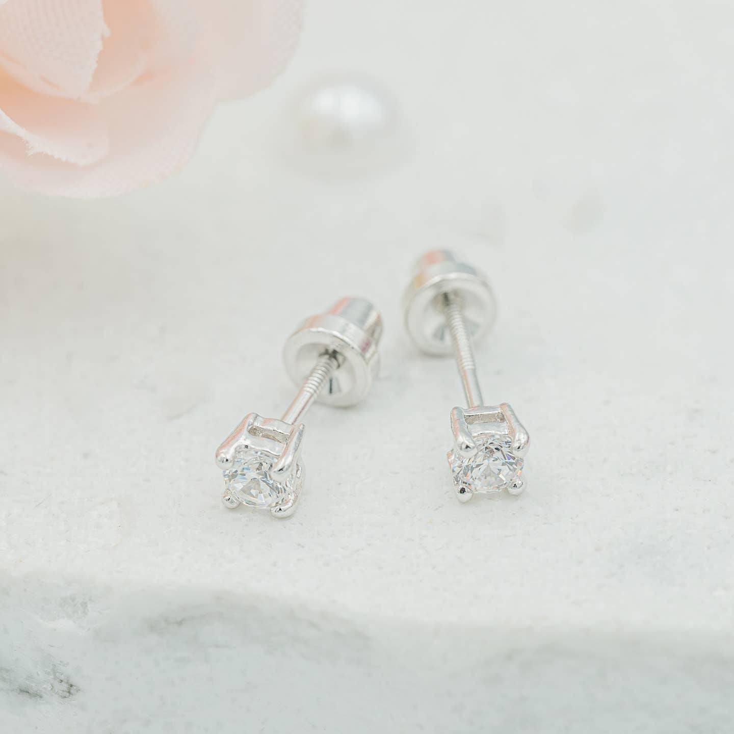 Clear CZ Stud Earrings