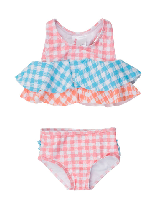 Girls Seaside Gingham Flounce Bikini